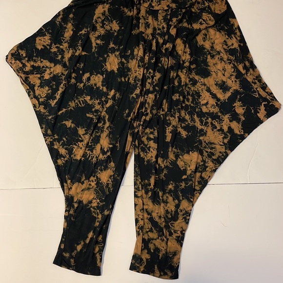 Ima Black and Caramel Tie Dyed Organic Cotton Harem Pants - Women’s Size Medium - Picture 5 of 11